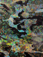 Load image into Gallery viewer, Camouflage Shattered Glass Holographic Spandex Fabric – 4 Way Stretch Dancewear Costume
