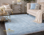 Load image into Gallery viewer, Light Blue shaggy faux fur upholstery fabric per yard 60" Wide
