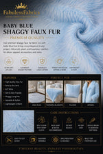 Load image into Gallery viewer, Light Blue shaggy faux fur upholstery fabric per yard 60" Wide
