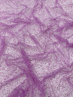 Load image into Gallery viewer, Lilac Beaded Sequin with pearls by the Yard, Glitter Mesh, Prom Dress Fabric
