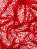 Load image into Gallery viewer, Red Beaded Sequin with pearls by the Yard, Glitter Mesh, Prom Dress Fabric
