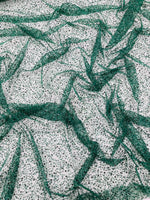 Load image into Gallery viewer, Hunter Green Beaded Sequin with pearls by the Yard, Glitter Mesh, Prom Dress Fabric

