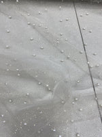 Load image into Gallery viewer, Pearl Beaded Ivory Mesh Fabric by Yard, Glitter Tulle for Bridal Gowns, Prom Dresses, Veils &amp; Event Decor
