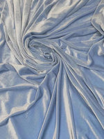 Load image into Gallery viewer, Baby Blue Stretch Velvet Fabric | Soft 4-Way Stretch | Costumes, Dancewear, Crafts by the Yard
