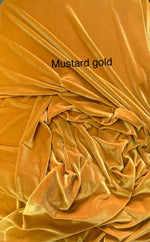 Load image into Gallery viewer, Mustard Stretch Velvet Fabric | Soft 4-Way | Costumes, Dancewear, Crafts by the Yard
