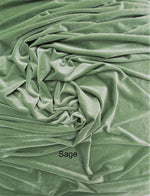 Load image into Gallery viewer, Sage Stretch Velvet Fabric | Soft 4-Way | Costumes, Dancewear, Crafts by the Yard
