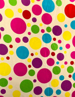 Load image into Gallery viewer, Ivory Multi big polka dot charmeuse Fabric / 58" WIDE / sold by the yard
