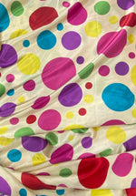 Load image into Gallery viewer, Ivory Multi big polka dot charmeuse Fabric / 58" WIDE / sold by the yard

