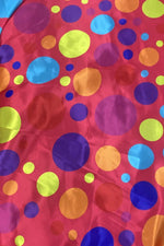 Load image into Gallery viewer, Red Multi big polka dot charmeuse Fabric / 58" WIDE / sold by the yard
