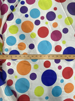 Load image into Gallery viewer, White Multi big polka dot charmeuse Fabric / 58" WIDE / sold by the yard
