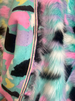 Load image into Gallery viewer, Rainbow Print Faux Fur Fabric — Pastel Multicolor Long Pile, Sold by the Yard, Fluffy Craft Fur, Rave &amp; Festival, Costumes
