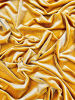 Load image into Gallery viewer, Gold Stretch Glitter Velvet Fabric – Sparkle Spandex, Dance &amp; Costume Fabric
