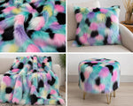 Load image into Gallery viewer, Rainbow Print Faux Fur Fabric — Pastel Multicolor Long Pile, Sold by the Yard, Fluffy Craft Fur, Rave &amp; Festival, Costumes
