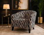Load image into Gallery viewer, White/Black Zebra Print Chenille velvet Upholstery Fabric – Animal Print Decorative Fabric by the Yard
