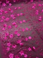 Load image into Gallery viewer, 3D Floral Lace Fabric – Hot Pink Embroidered Mesh Appliqué Flowers for Prom Dresses, Evening Gowns, Bridal

