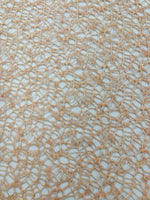 Load image into Gallery viewer, Blush Peach Web Sequin Fabric by the Yard – Embroidered Mesh Lace with Sparkle Sequins
