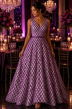 Load image into Gallery viewer, Purple Diamond Sequin Mesh sequin fabric , Prom Dress , Evening Gown Material
