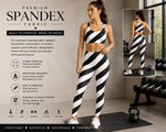 Load image into Gallery viewer, 3 inch Black white stripe 4-Way Stretch Spandex Fabric by the yard 60 " Wide
