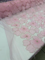Load image into Gallery viewer, Pink 3D Floral Lace Fabric by the Yard
