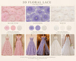 Load image into Gallery viewer, Pink 3D Floral Lace Fabric by the Yard
