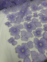 Load image into Gallery viewer, Lavender 3D Floral Lace Fabric by the Yard
