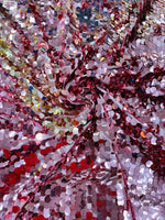 Load image into Gallery viewer, Dusty Rose Sequin Fabric on Mesh — Petal, Sold by the Yard, Bridal &amp; Evening Gown Fabric, Costume, Drag, Pageant Material
