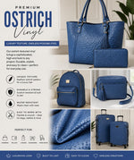 Load image into Gallery viewer, Blue ostrich faux vinyl Marine grade UV resistance waterproof Fabric
