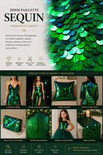 Load image into Gallery viewer, Green /Blue Shiny 20mm paillette sequin on mesh fabric sold by yard
