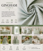 Load image into Gallery viewer, Green Gingham Check Fabric – 1/8” Small Check Cotton Blend Fabric by the Yard 60” wide
