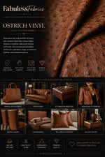 Load image into Gallery viewer, Ostrich, Chestnut faux vinyl Marine grade UV resistance waterproof Fabric
