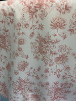 Load image into Gallery viewer, Dusty Pink Floral Toile Polyester Poplin Fabric —Bouquet Print on White, Sold by the Yard,Sewing Fabric, Dresses
