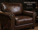 Load image into Gallery viewer, 56" Wide Copper Distressed look Faux Vinyl upholstery fabric per yard
