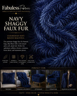 Load image into Gallery viewer, Navy shaggy faux fur upholstery fabric by the yard 60" wide
