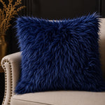 Load image into Gallery viewer, Navy shaggy faux fur upholstery fabric by the yard 60" wide
