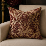 Load image into Gallery viewer, Crimson Damask Chenille Upholstery Drapery fabric by the yard 57" Wide
