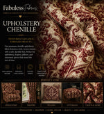 Load image into Gallery viewer, Crimson Damask Chenille Upholstery Drapery fabric by the yard 57" Wide
