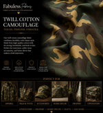 Load image into Gallery viewer, Camouflage Twill Fabric – Army Green Camo Print – Medium Weight Woven Fabric – Apparel, Bags, Quilting &amp; Craft Fabric – Sold by the Yard
