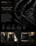 Load image into Gallery viewer, Black  Jacquard fabric Satin Floral 58" wide per yard
