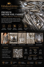 Load image into Gallery viewer, Silver Metallic chorme Foil 4 way Stretch fabric BY THE YARD swimwear dancewear costume 60" Wide
