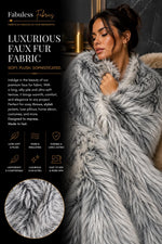 Load image into Gallery viewer, 58"  Wide Faux fur,Silver gray on black shaggy long pile fabric upholstery  per yard
