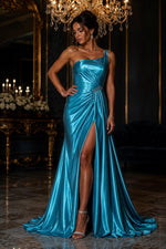 Load image into Gallery viewer, Liquid Satin Shantung Teal/black Material, Elegant Formal Wear Fabric, Drapery Fabric, Event Decor
