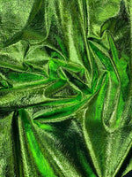Load image into Gallery viewer, Green Cracked Mirror Vinyl Fabric by the Yard, Metallic Faux Leather Material, High Shine Reflective Vinyl, Cosplay Fabric, Upholstery
