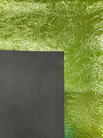 Load image into Gallery viewer, Green Cracked Mirror Vinyl Fabric by the Yard, Metallic Faux Leather Material, High Shine Reflective Vinyl, Cosplay Fabric, Upholstery
