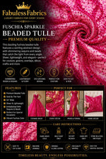 Load image into Gallery viewer, Fuchsia Beaded Sequin with pearls by the Yard, Glitter Mesh, Prom Dress Fabric
