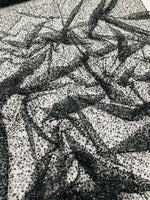 Load image into Gallery viewer, Black Beaded Sequin with pearls by the Yard, Glitter Mesh, Prom Dress Fabric
