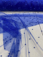 Load image into Gallery viewer, Pearl Beaded Royal Mesh Fabric by Yard, Glitter Tulle for Bridal Gowns, Prom Dresses, Veils &amp; Event Decor
