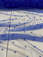 Load image into Gallery viewer, Pearl Beaded Royal Mesh Fabric by Yard, Glitter Tulle for Bridal Gowns, Prom Dresses, Veils &amp; Event Decor
