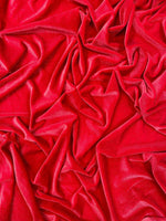 Load image into Gallery viewer, Red Stretch Glitter Velvet Fabric – Sparkle Spandex, Dance &amp; Costume Fabric
