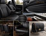 Load image into Gallery viewer, Black 2” Stripe Quilted Auto Headliner Upholstery Fabric with 3/8" Foam – Car, Truck, RV, Door Panels, Headboards
