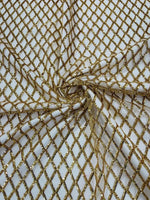 Load image into Gallery viewer, Gold Diamond Sequin Mesh sequin fabric , Prom Dress , Evening Gown Material
